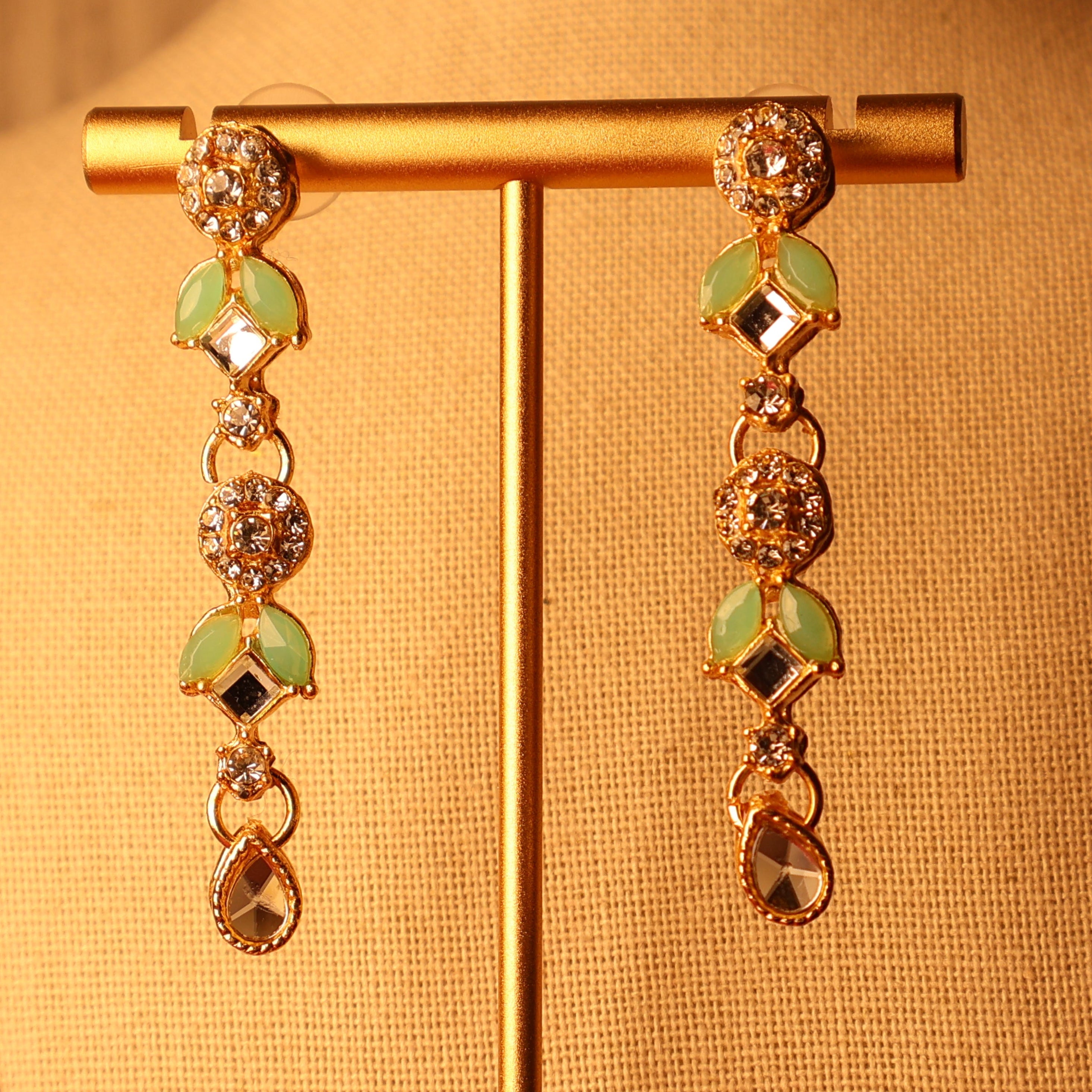 SABA mint green and gold kundan-style necklace set with tikka and earrings