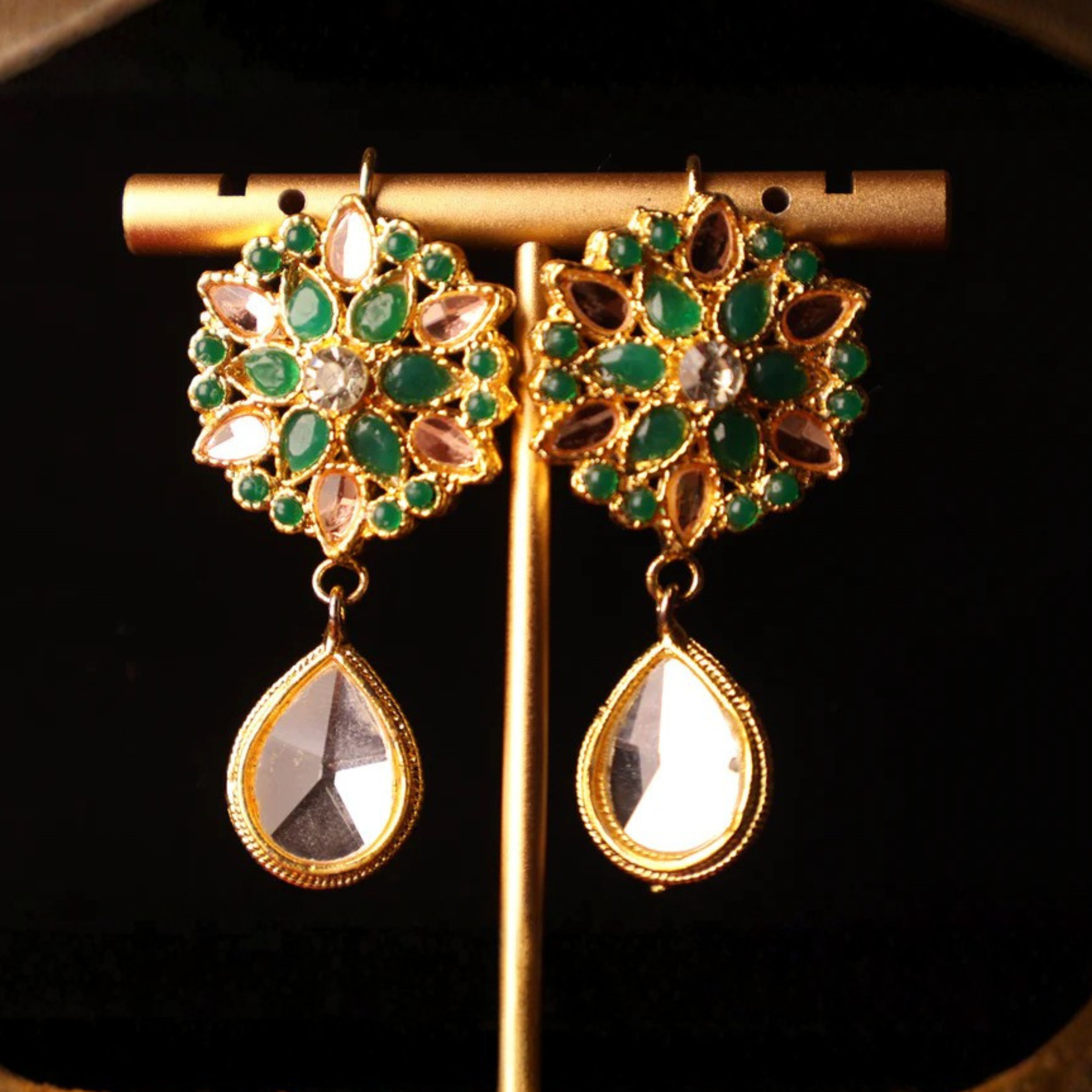MEENA multicolour pearl and gold kundan-style choker set with tikka and earrings