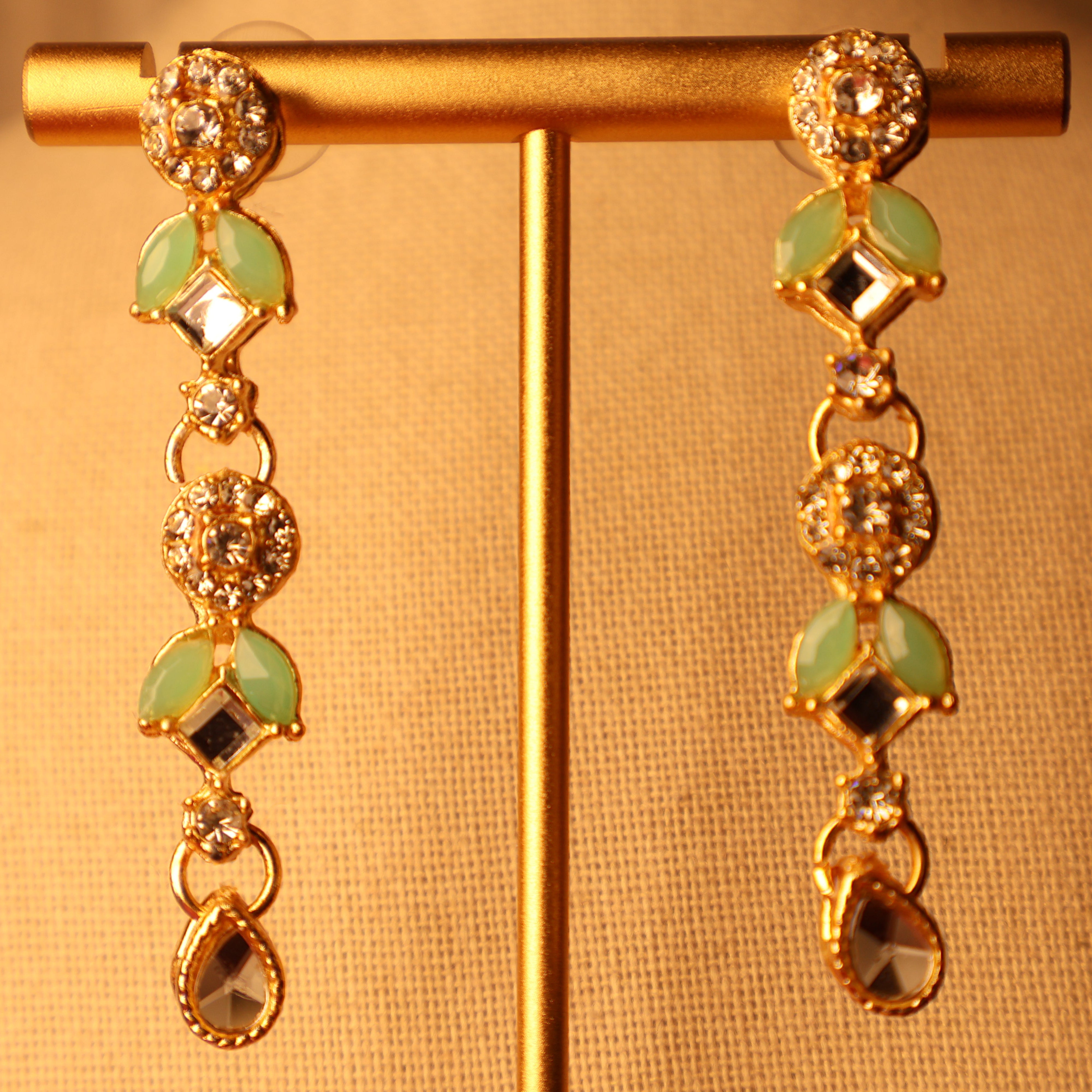 SABA mint green and gold kundan-style necklace set with tikka and earrings